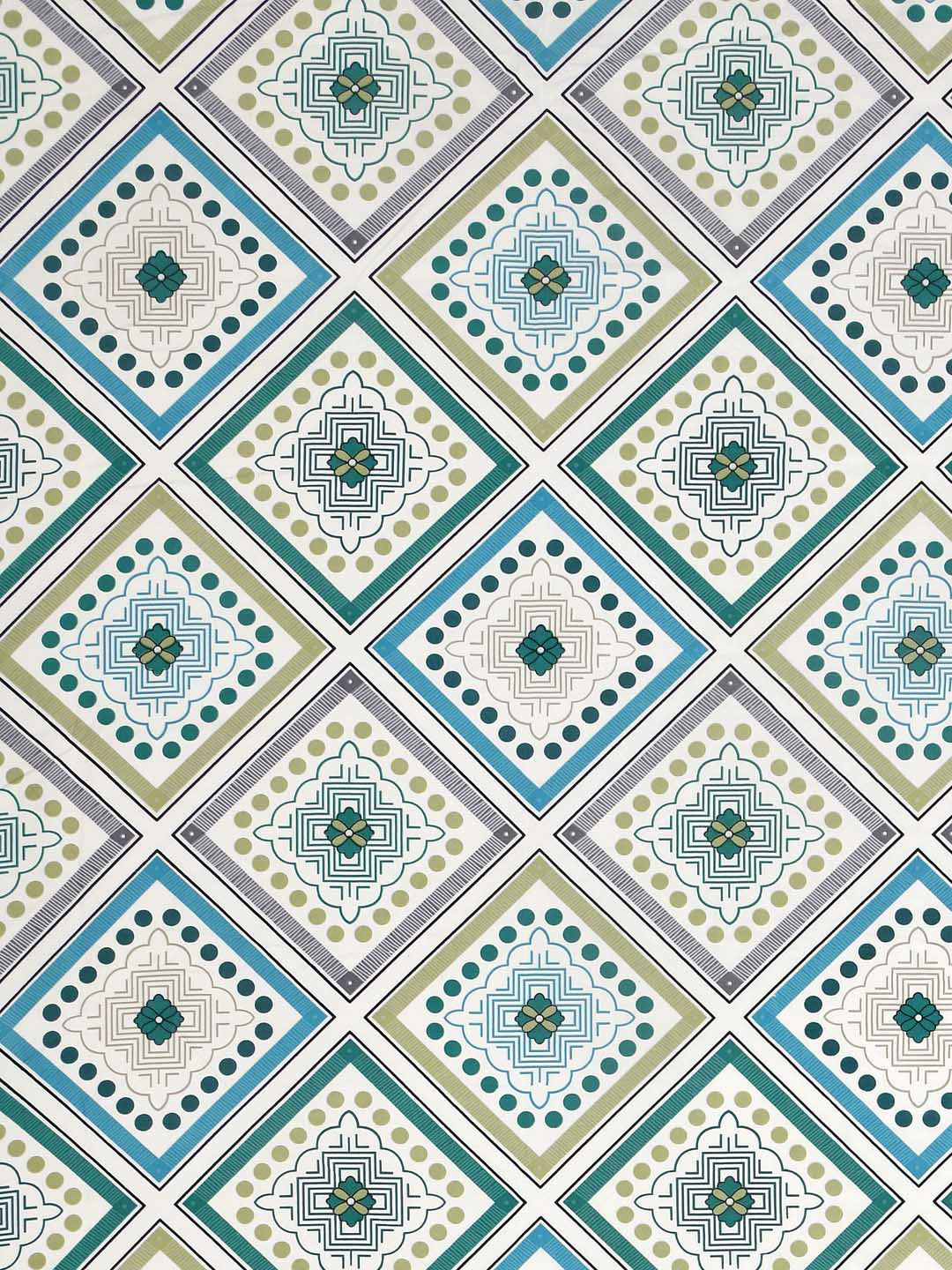 Rangloom Fabrics Double Glazed Green Ethnic Motifs Cotton 220 TC Queen Fine Bedsheet with 2 Pillow Covers