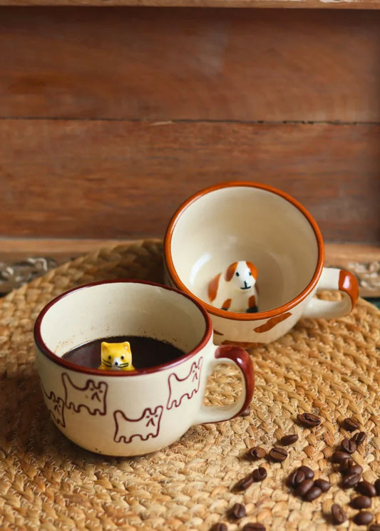 Handmade 3D Animal Ceramic Mug (Set of 2)