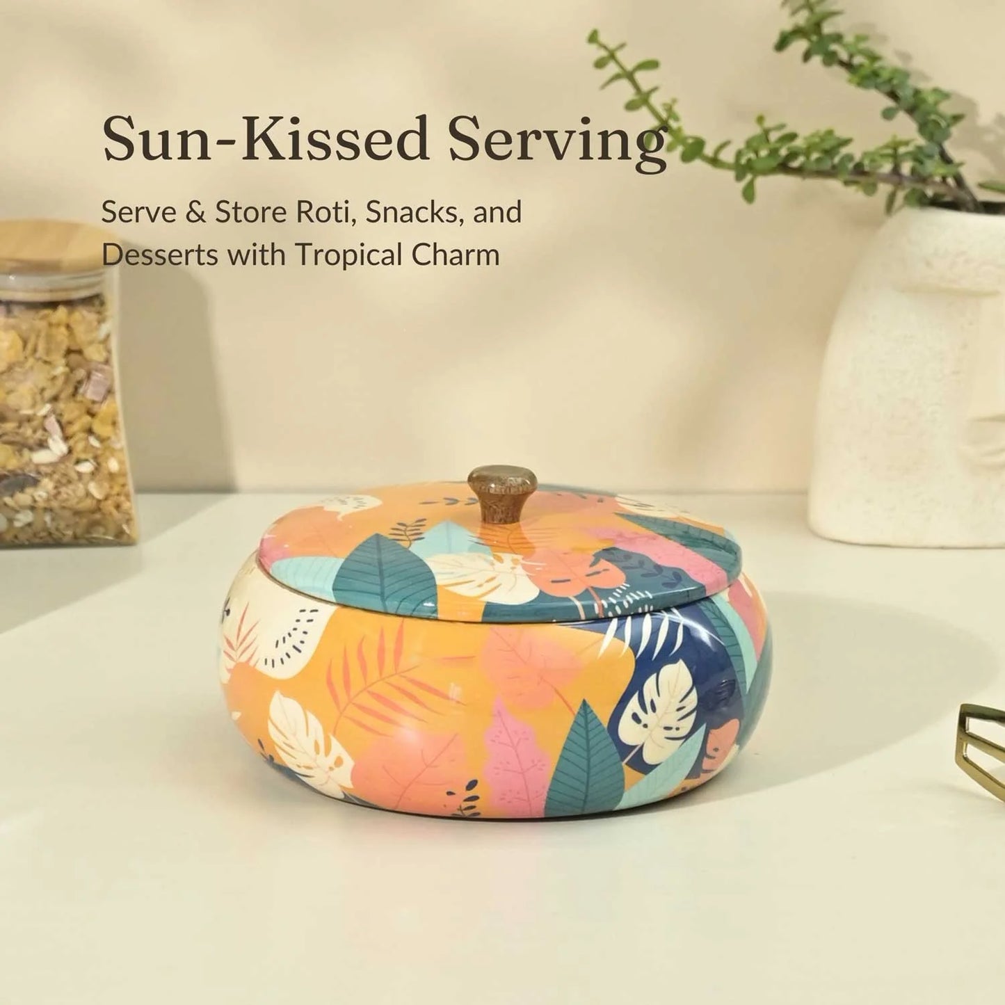 Tropical Wooden Roti, Chapati & Storage Box (Size: 20 x 20 x 12 cm)