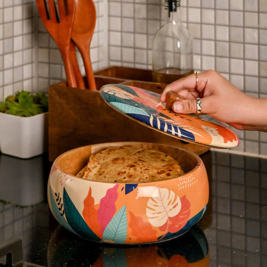 Tropical Wooden Roti, Chapati & Storage Box (Size: 20 x 20 x 12 cm)