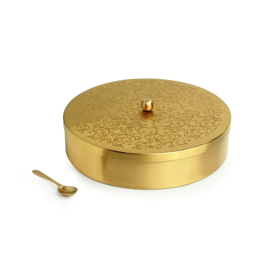 Floral- Metal -Etched Spice Box Set For Kitchen With Spoon Spice Box Set For Kitchen (7 Containers, 40 ML)
