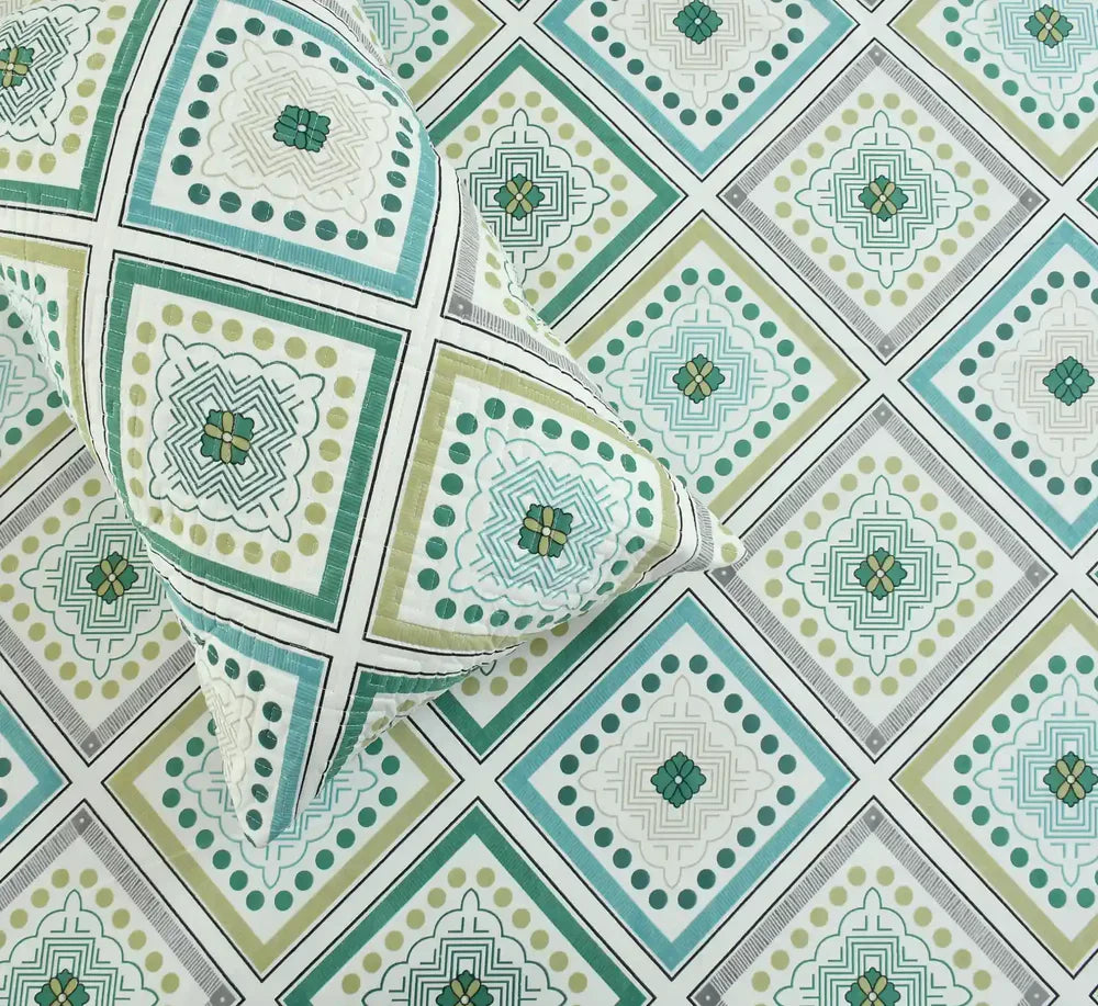 Emerald Green Cotton King Size Quilted Bedsheet Set - 5-Piece