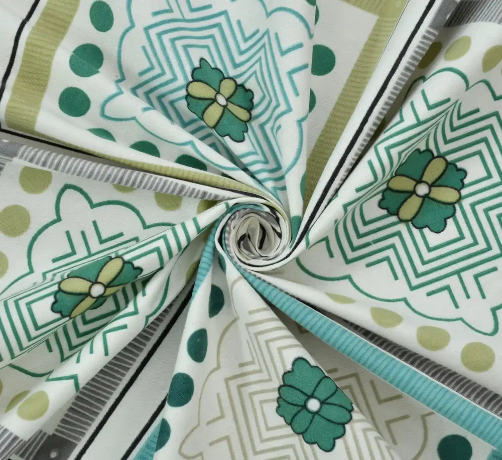 Emerald Green Cotton King Size Quilted Bedsheet Set - 5-Piece