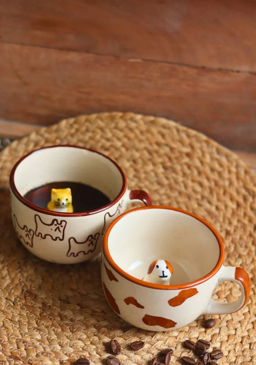 Handmade 3D Animal Ceramic Mug (Set of 2)