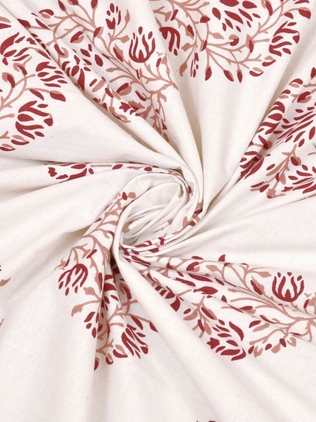 Rangloom Fabrics Peach Floral Cotton 180 TC King Fine Bedsheet with 2 Pillow Covers