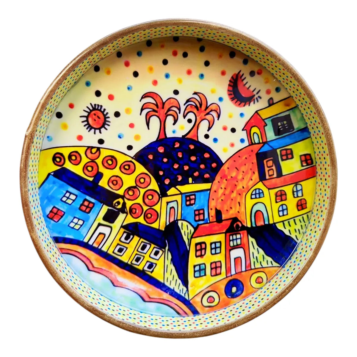 WhimsyTown Hand-Enamelled MDF Tray Set – Pack of 2