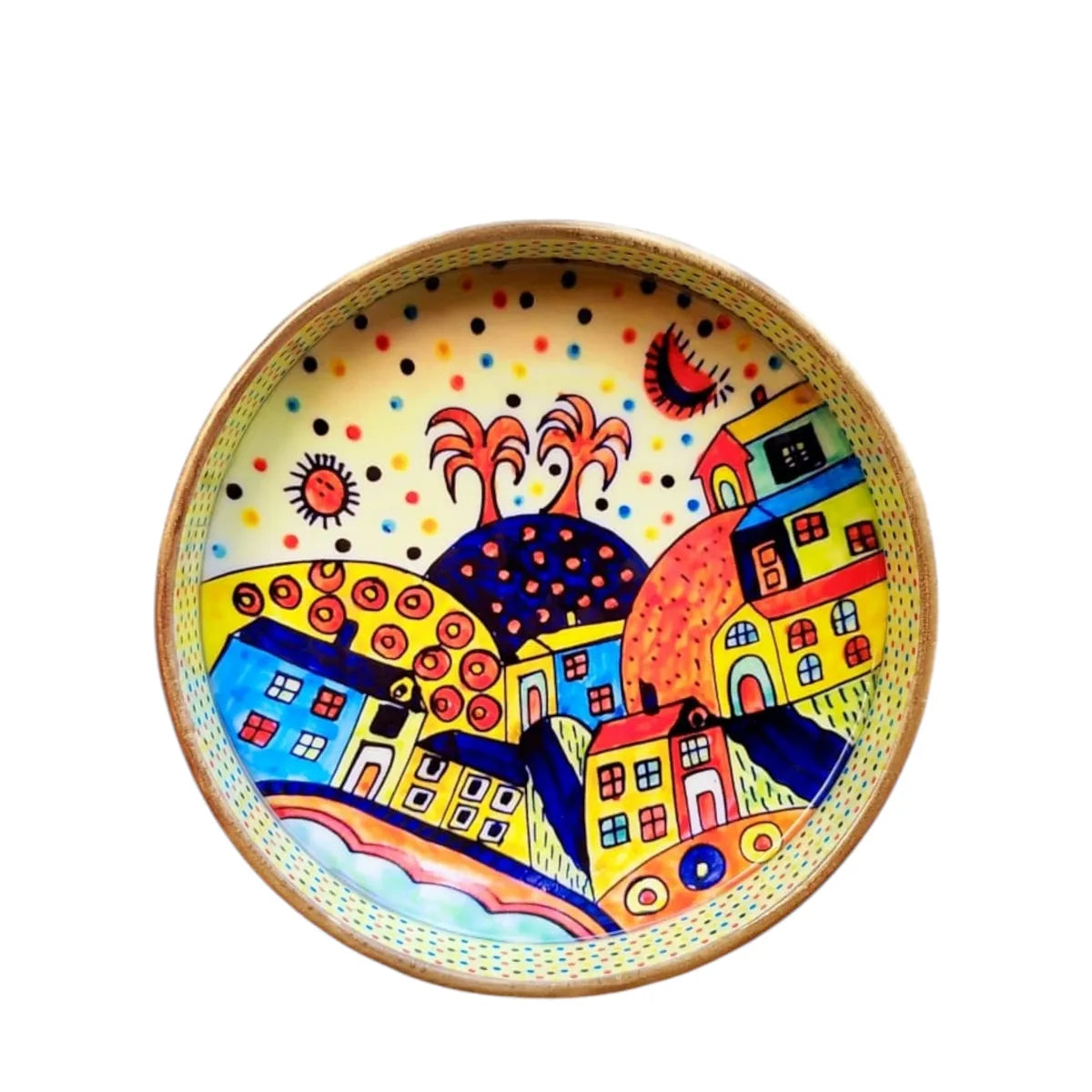 WhimsyTown Hand-Enamelled MDF Tray Set – Pack of 2