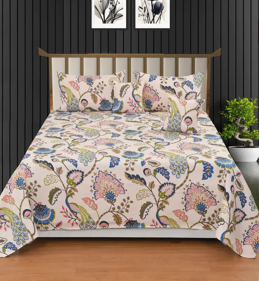 Attractive 5-Piece Quilted Designer Bedsheet Set – Premium Microfiber Comfort