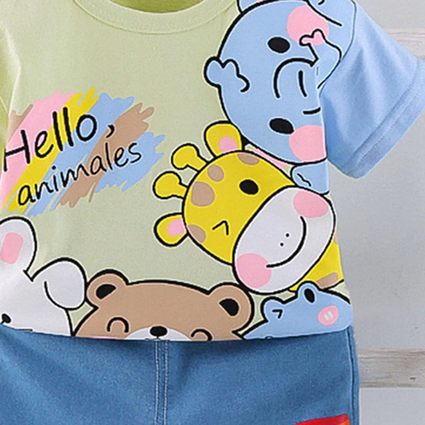 Cool Cubs β Kids Cartoon T-shirt & Denim Shorts Set