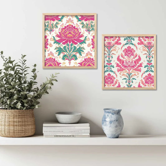 Traditional Wall Art Painting – Set of 2 (10x10 inch, Framed)