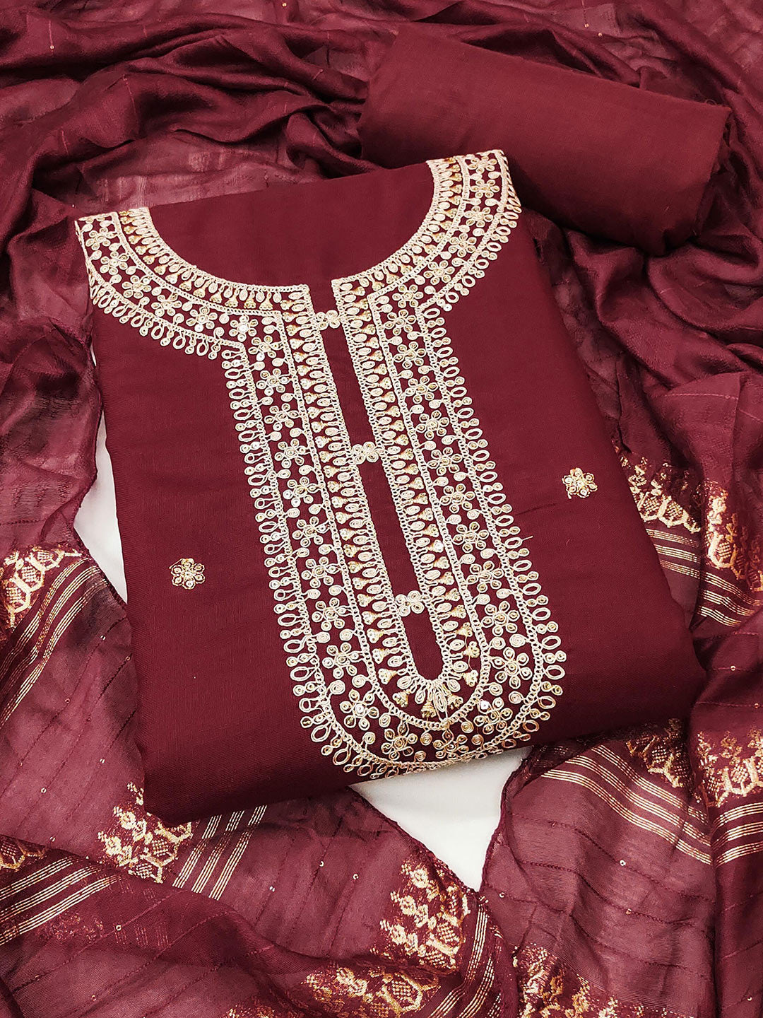 Rani Raiment Floral Embroidered Unstitched Dress Material