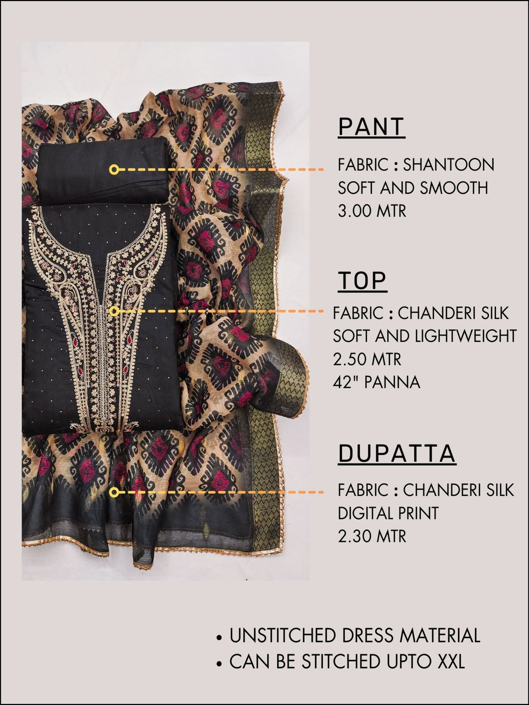 Rani Raiment Tavas Embroidered Unstitched Dress Material