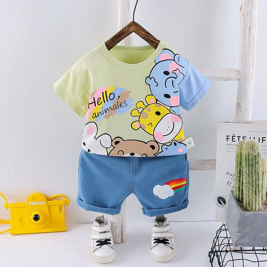 Cool Cubs โ Kids Cartoon T-shirt & Denim Shorts Set