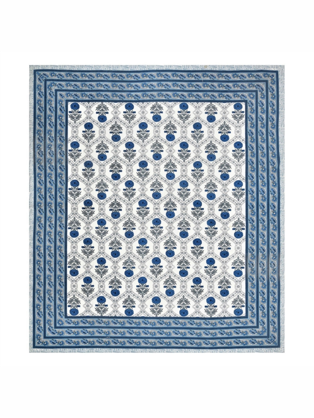 Rangloom Fabrics Blue Floral Pure Cotton 180 TC King Fine Bedsheet with 2 Pillow Covers