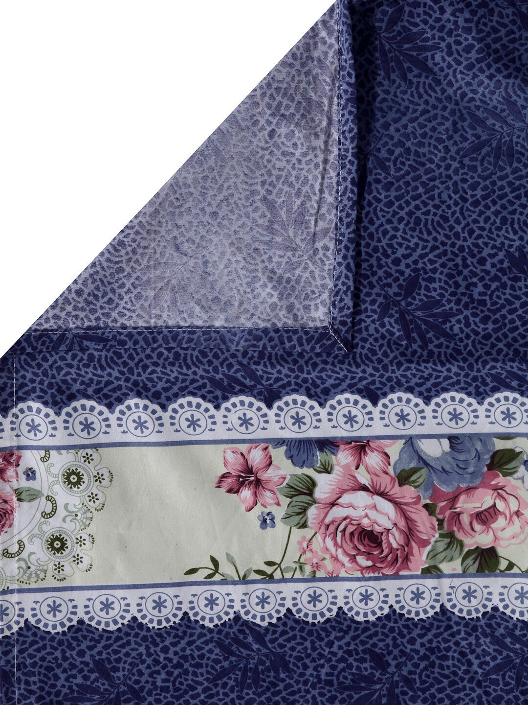 Rangloom Fabrics White Floral Polycotton 300 TC King Fine Bedsheet with 2 Pillow Covers