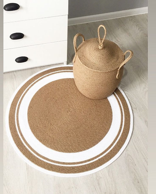 Handwoven Jute Natural Reversible Rugs Round Braided Floor Carpet Mat for Living Room & more