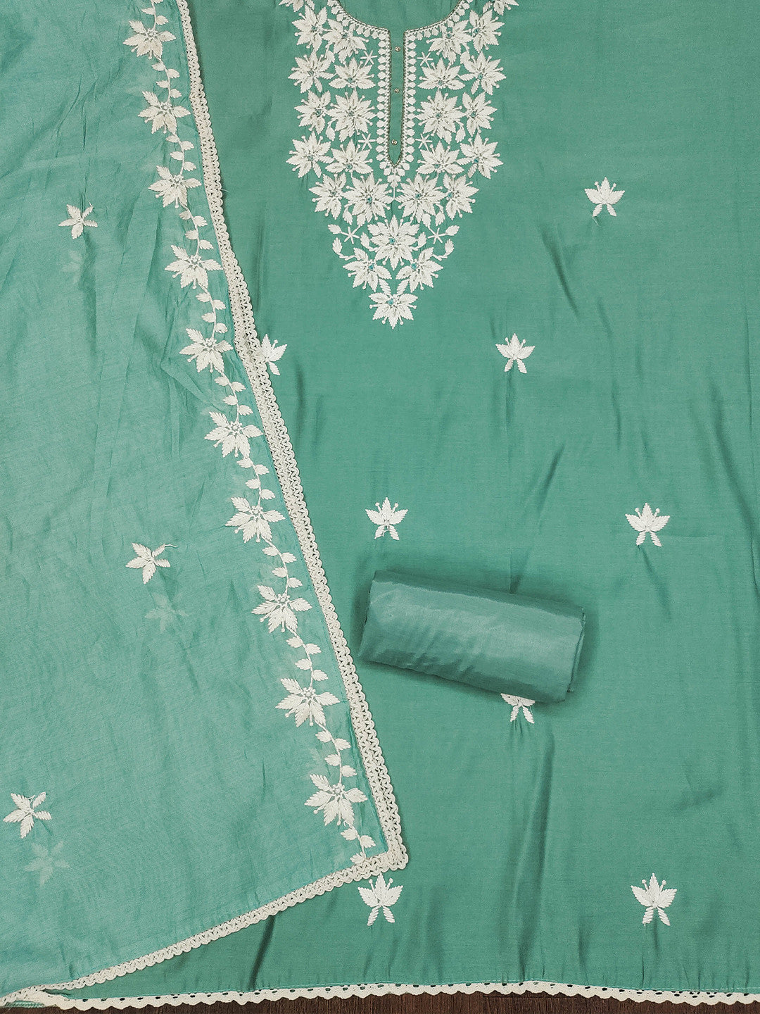 Rani Raiment Floral Embroidered Pure Silk Unstitched Dress Material