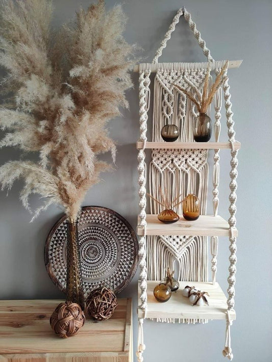 3-Tier Macrame Wall Hanging Shelf