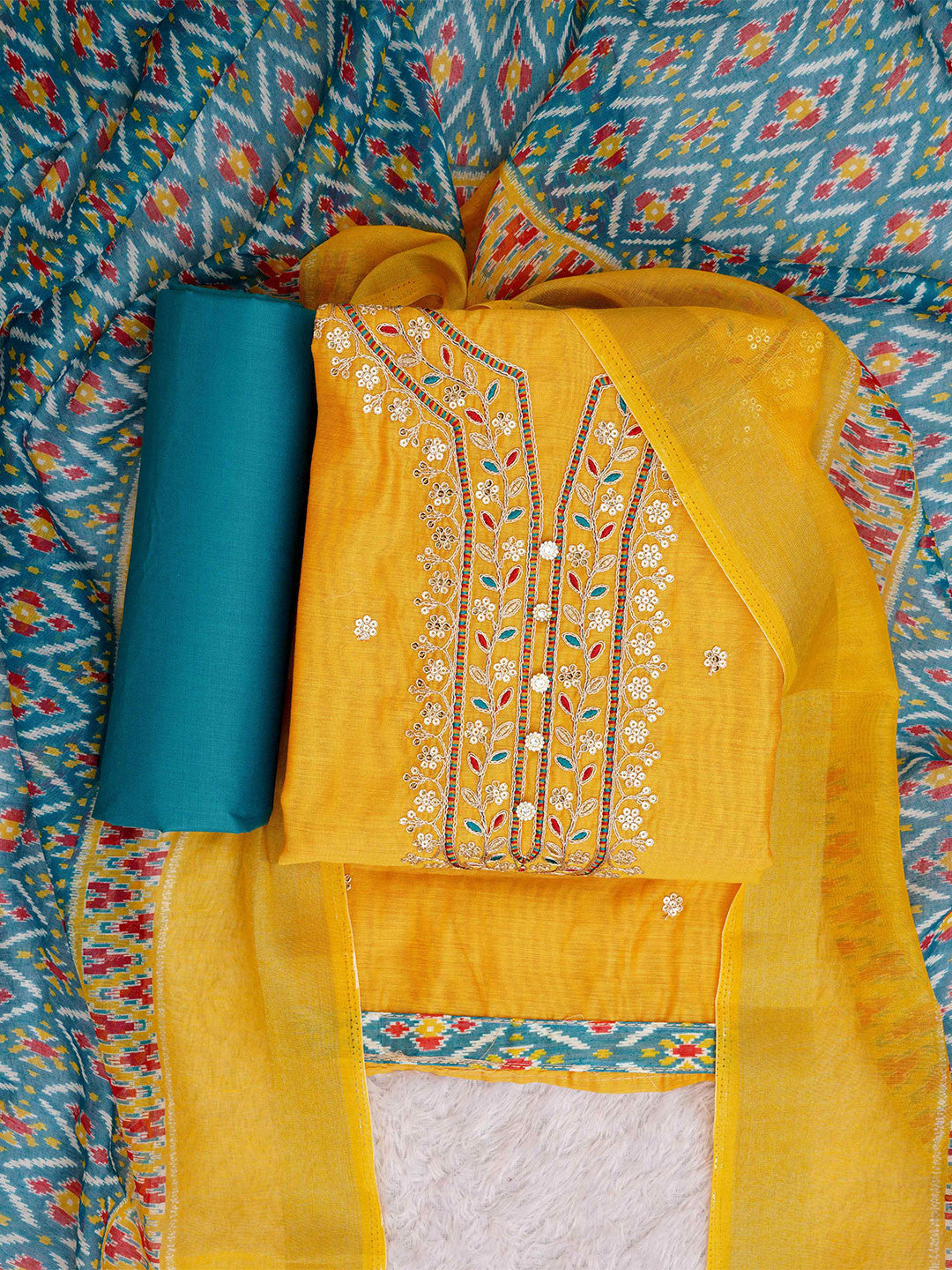 Rani Raiment Ethnic Embroidered Unstitched Dress Material
