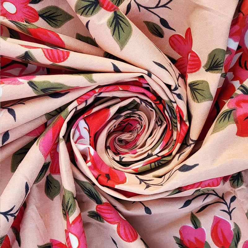 Elegant Floral Pattern Pure Cotton Curtains Set of 2