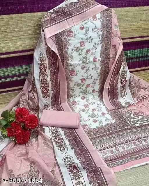 Jaipuri Floral Charm Cotton Dress Material