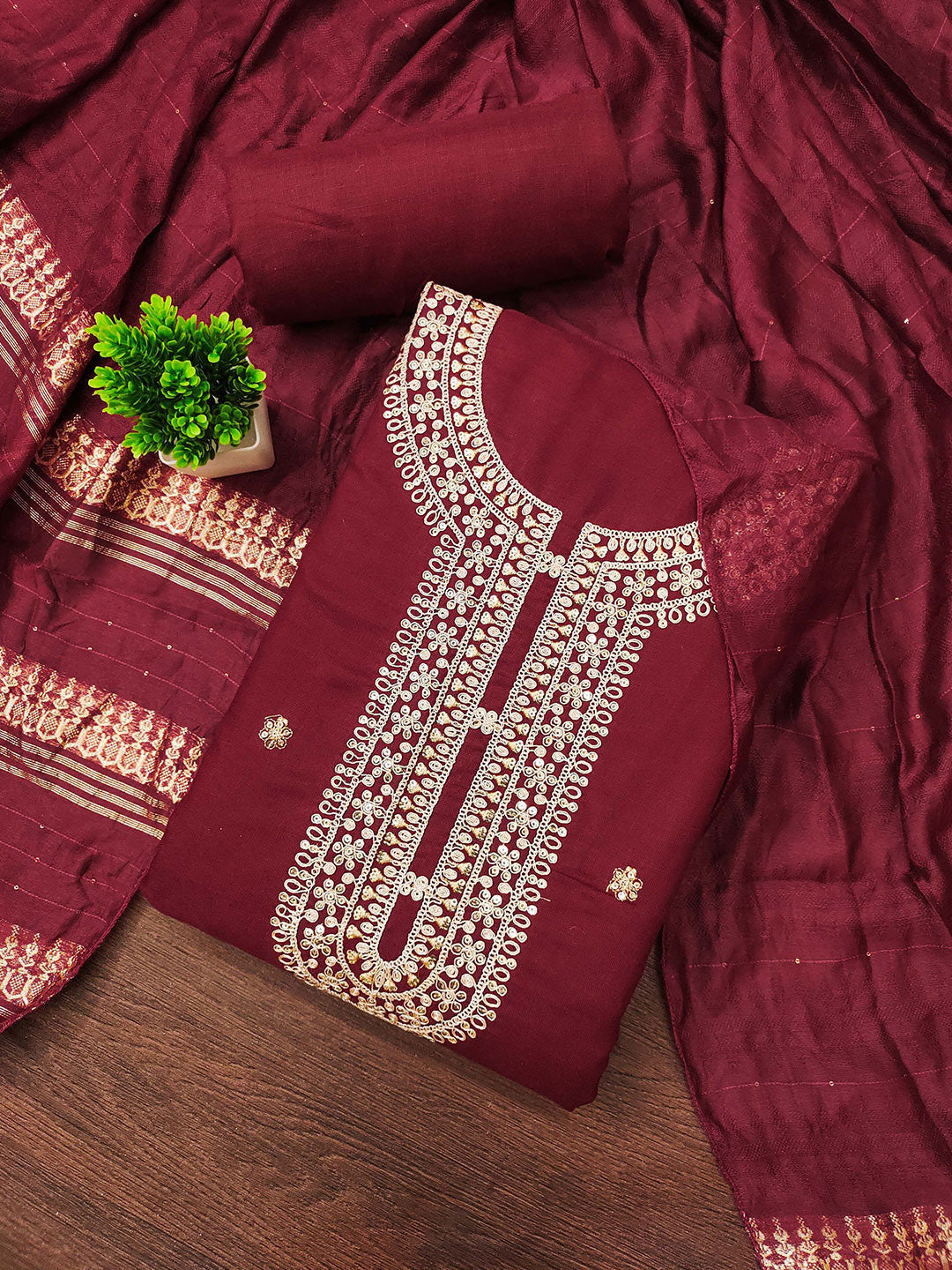 Rani Raiment Floral Embroidered Unstitched Dress Material