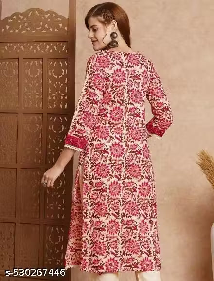 Rani Raiment V Neck Floral Printed Single Kurta