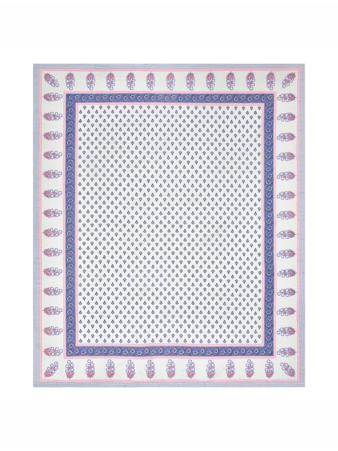 Rangloom Fabrics Blue Floral Pure Cotton 180 TC King Fine Bedsheet with 2 Pillow Covers-108 x 89 inches