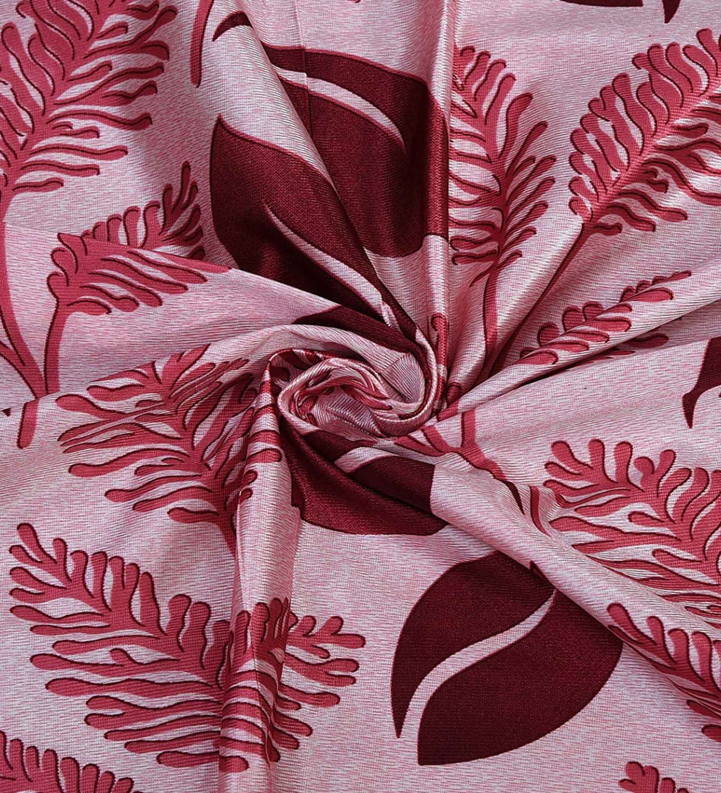 Maroon Fancy Valance Floral Printed Window Curtains Pack of 2