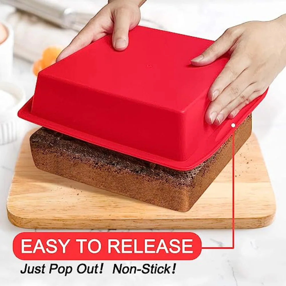 Premium SGS Certified Silicon Square Cake Mould for Baking, Bakeware Pan, 6 Inch / 15cm BPA-Free, Microwave Safe, Easy Release Baking Tin