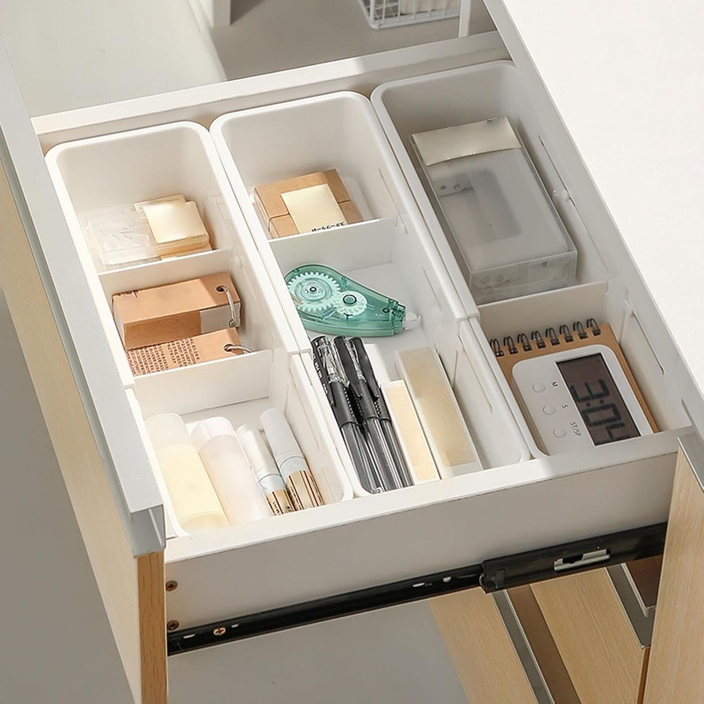 Adjustable Drawer Organizer Removable for Kitchen Office Supplies Study Room (Pack of 3)