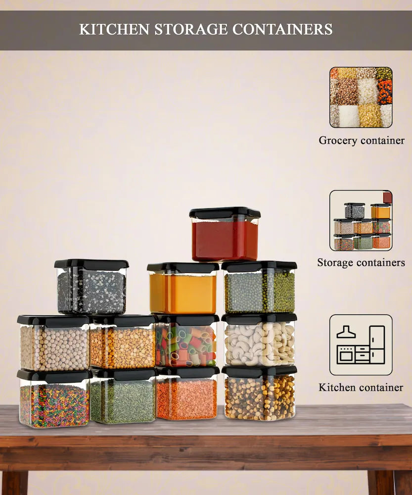 Multipurpose Transparent Square Containers Set For Kitchen Storage/Unbreakable Plastic Airtight Box (500 ml Each, Set of 6 pc)