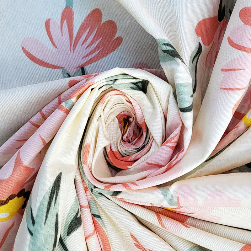 Floral Whispers Cotton Curtain for Home Decor Pack of 2