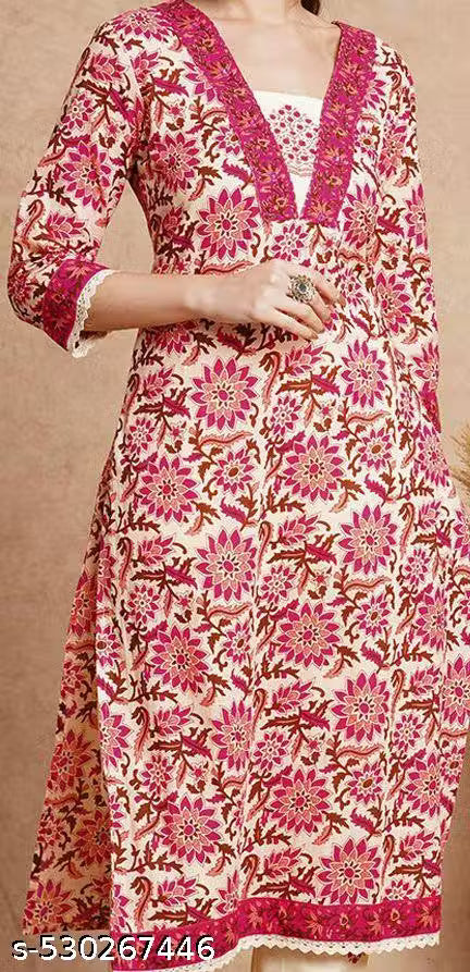 Rani Raiment V Neck Floral Printed Single Kurta