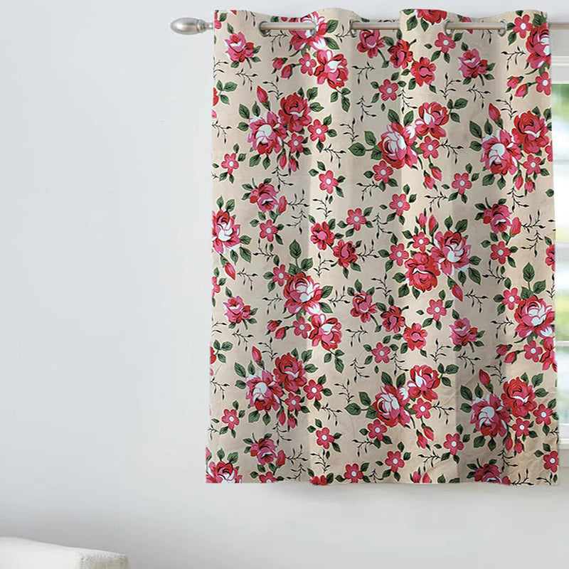 Elegant Floral Pattern Pure Cotton Curtains Set of 2
