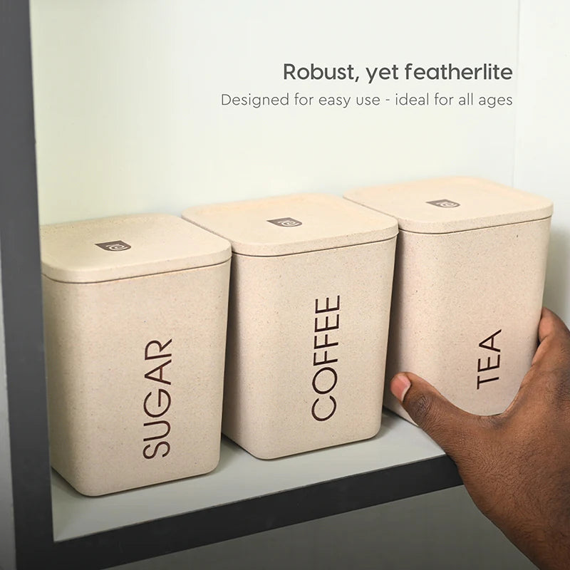 Kitchen Storage Jars & Containers Kitchen Storage Jars & Containers | Airtight Container Set | Sand Castle – 800ml Each (Set of 3)