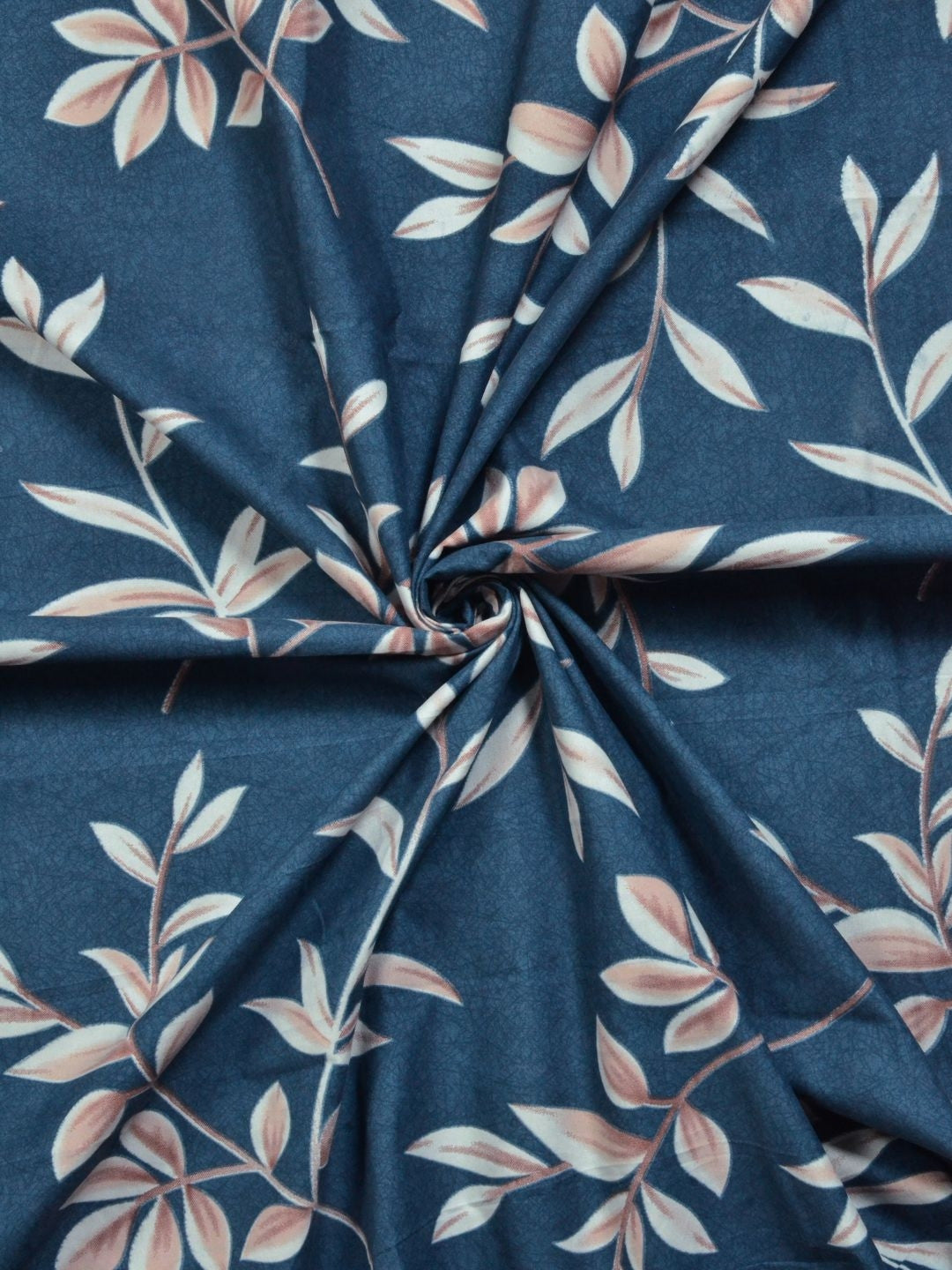 Rangloom Fabrics Blue Floral 300 TC Double King Bedsheet With 2 Pillow Covers
