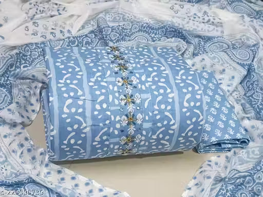 BlueAura Cotton Dress Material Set