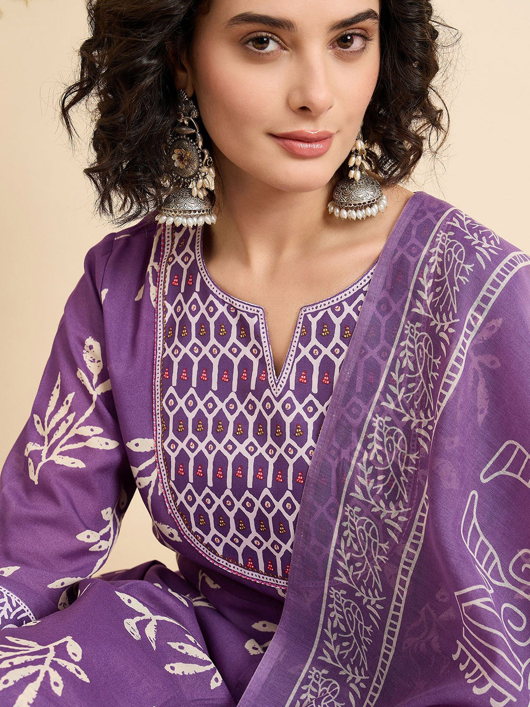 Rani Raiment Ethnic Motifs Regular Kurta with Trousers & With Dupatta