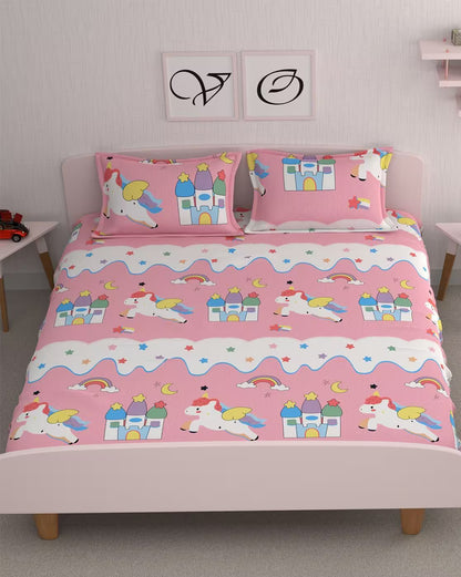 Unicorn Flora Soft Elegance King Size Bedsheet Set