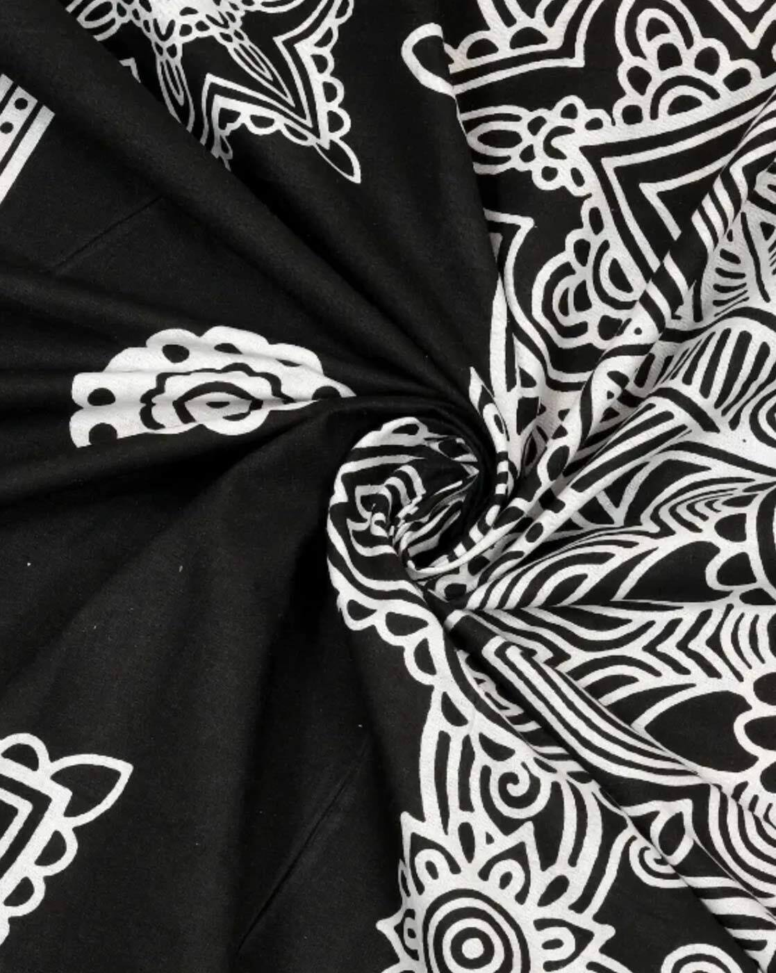 Jaipuri Yin Yang 100% Cotton King Size Printed Bedsheet with Pillow Covers