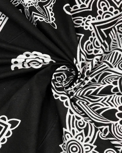 Jaipuri Yin Yang 100% Cotton King Size Printed Bedsheet with Pillow Covers