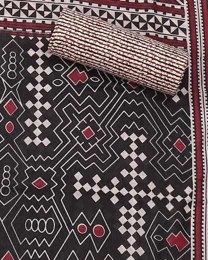 Striped Elegance Camric Cotton Embellished & Embroidered Unstitched Dress Material