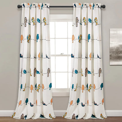 Eclectic Birds Printed Door Eyelet Curtain for Home Pack of 1