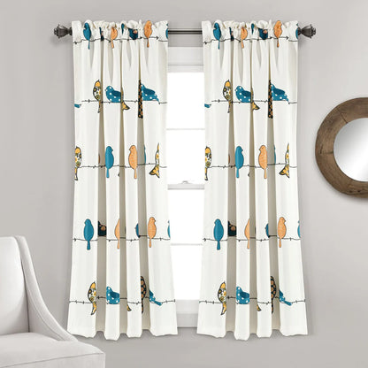 Eclectic Birds Printed Door Eyelet Curtain for Home Pack of 1