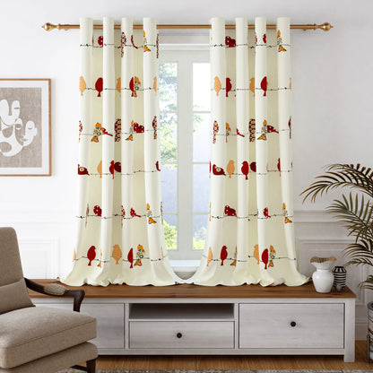 Eclectic Birds Printed Door Eyelet Curtain for Home Pack of 1