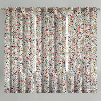 Vibrant Botanical Print Cotton Curtain Pack of 2