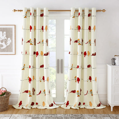 Eclectic Birds Printed Door Eyelet Curtain for Home Pack of 1