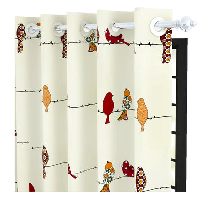 Eclectic Birds Printed Door Eyelet Curtain for Home Pack of 1