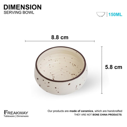 Hand-Painted Cream Stone Ceramic  Bowls (150ml) Pack of 6